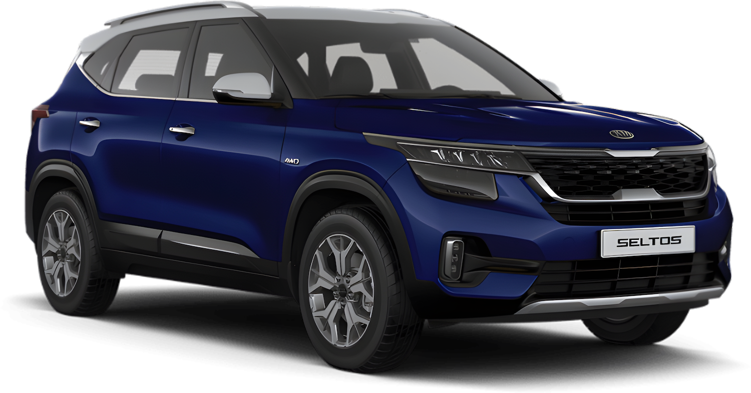 Новый Kia Seltos цвет neptune blue / clear white